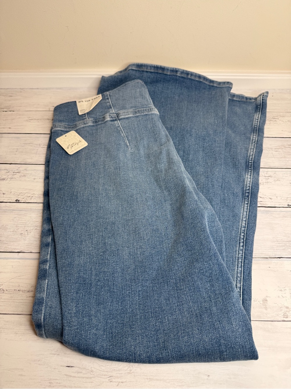 Free People Medium Blue Straight-Leg Jeans